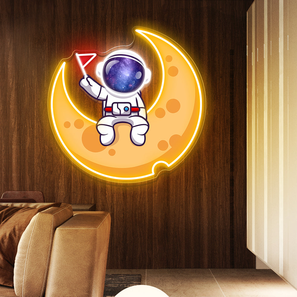 Astronaut On Moon Neon Artwork