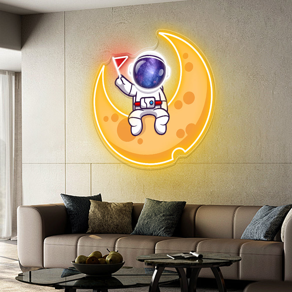 Astronaut On Moon Neon Artwork
