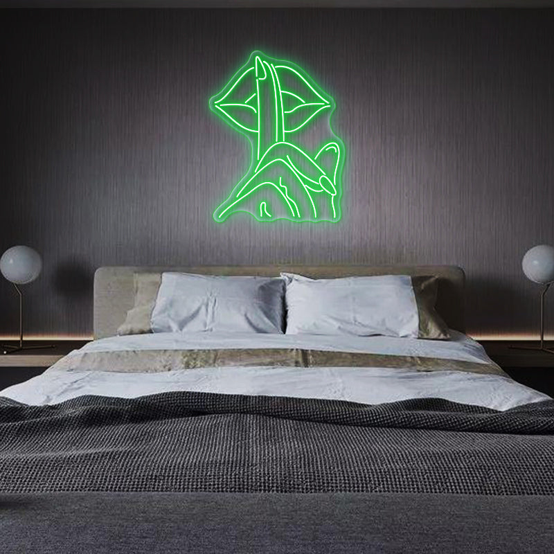 Be Quiet Finger on Lips Neon Sign