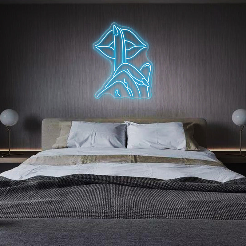 Be Quiet Finger on Lips Neon Sign