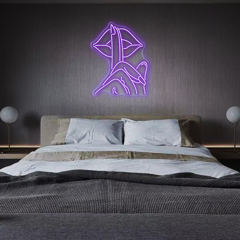 Be Quiet Finger on Lips Neon Sign