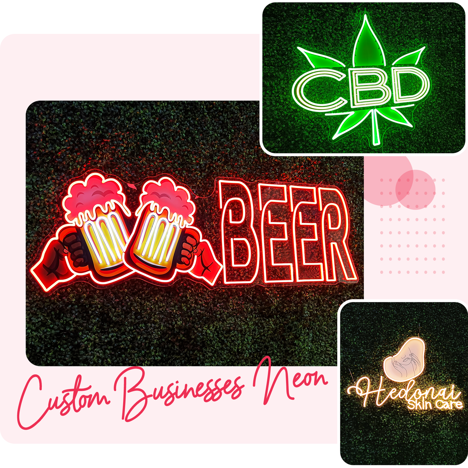 Aangepaste neonlogo -borden voor bedrijven - LED neonlichten voor binnen- en buitengebruik