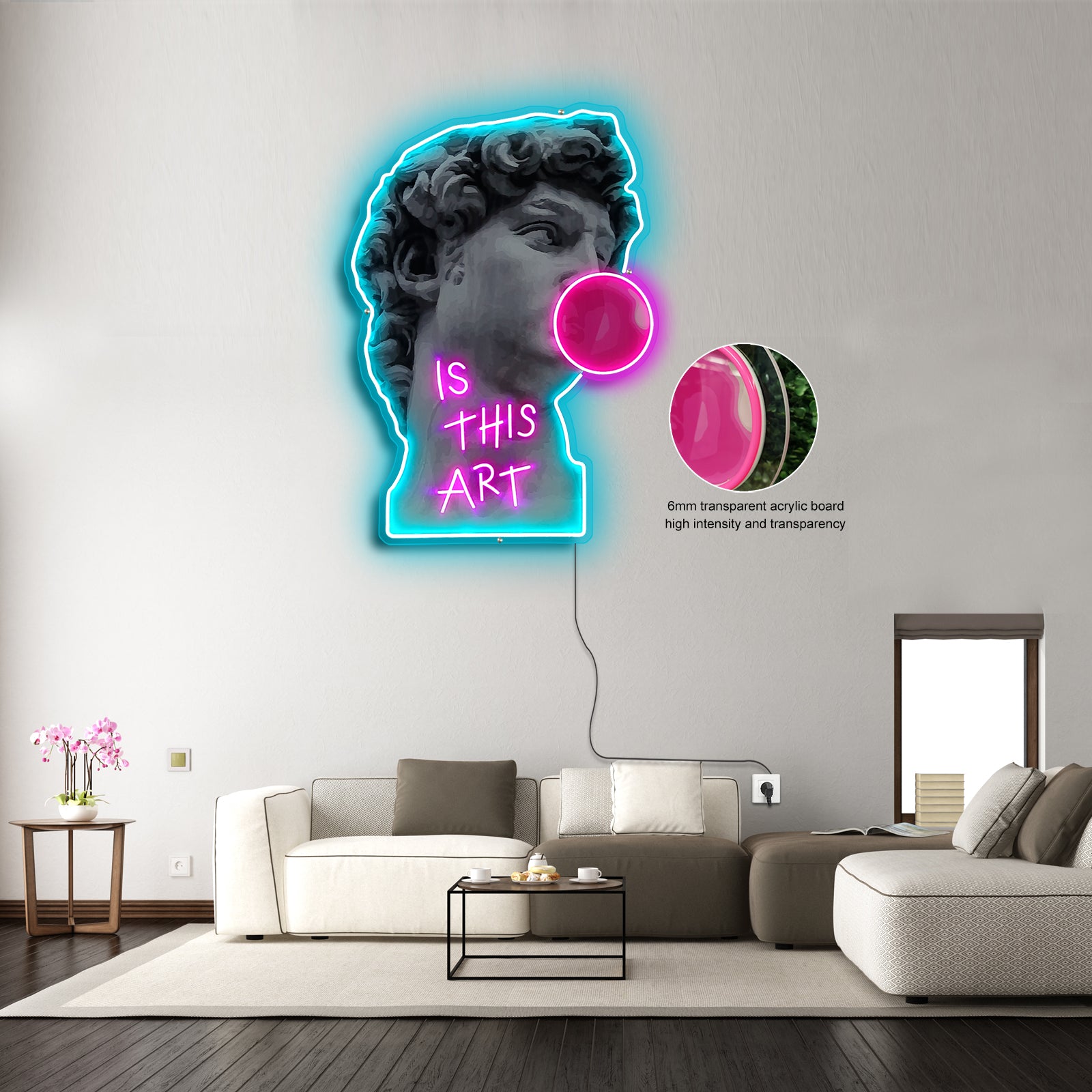 David Statue Neon Acrylic Artwork