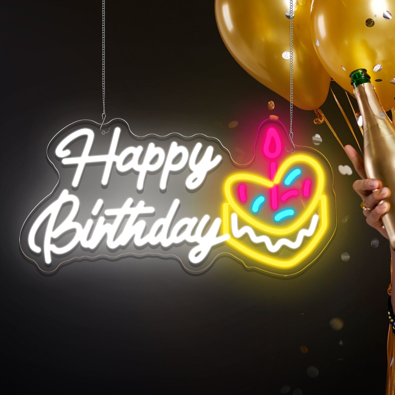 Happy Birthday With Cake Neon Sign