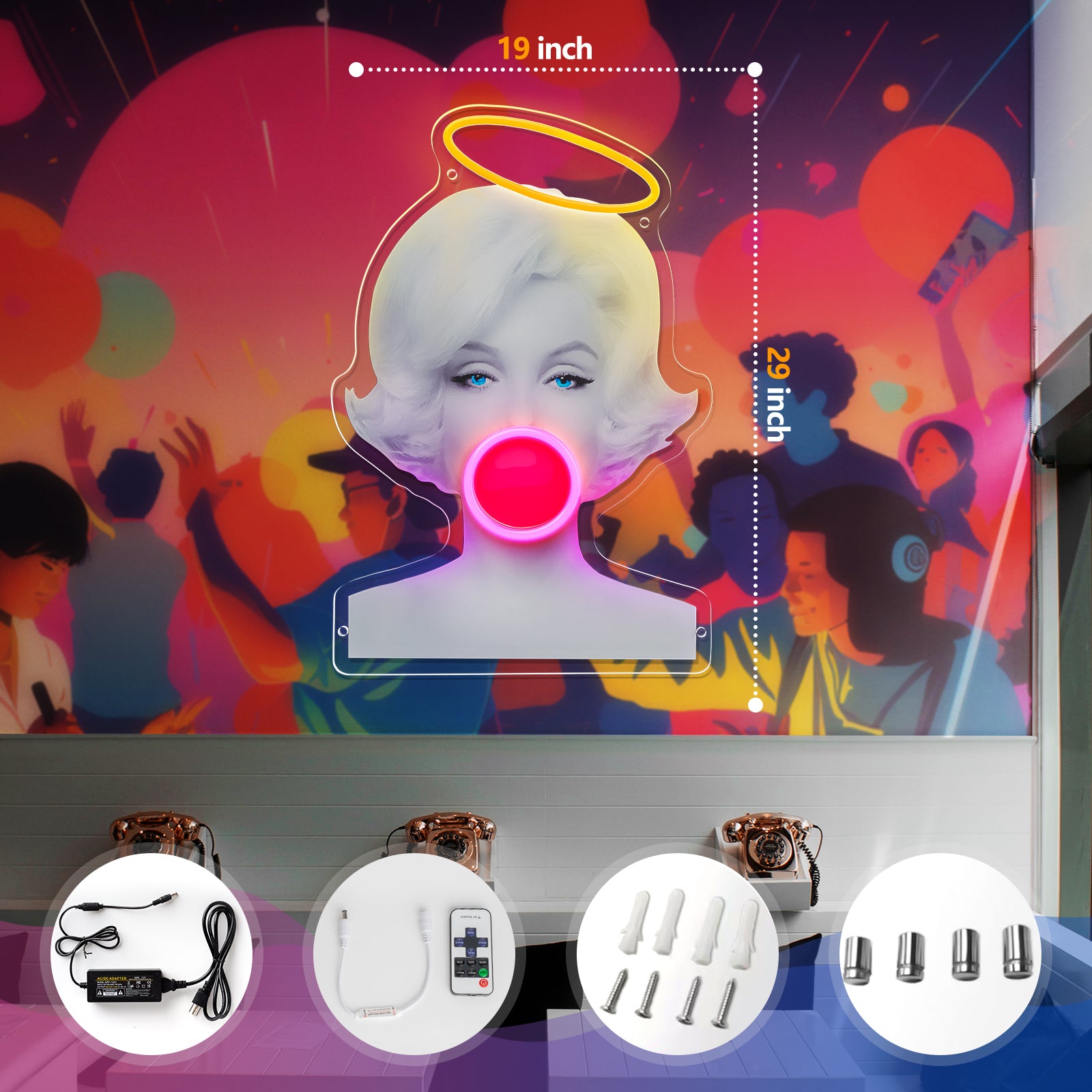 Angel Halo Marilyn Monroe Neon Acrylic Artwork