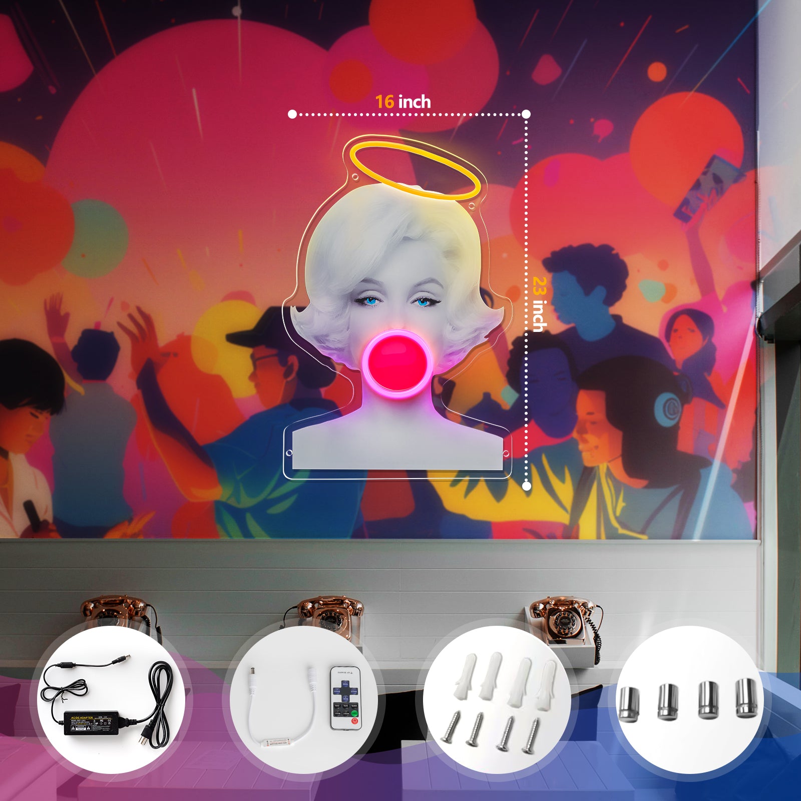 Angel Halo Marilyn Monroe Neon Acrylic Artwork