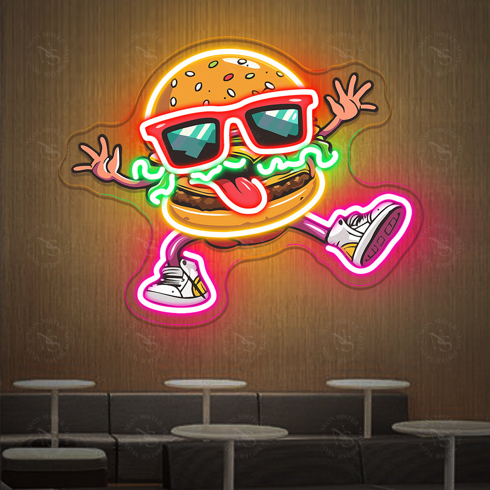 Playful Burger Neon Sign