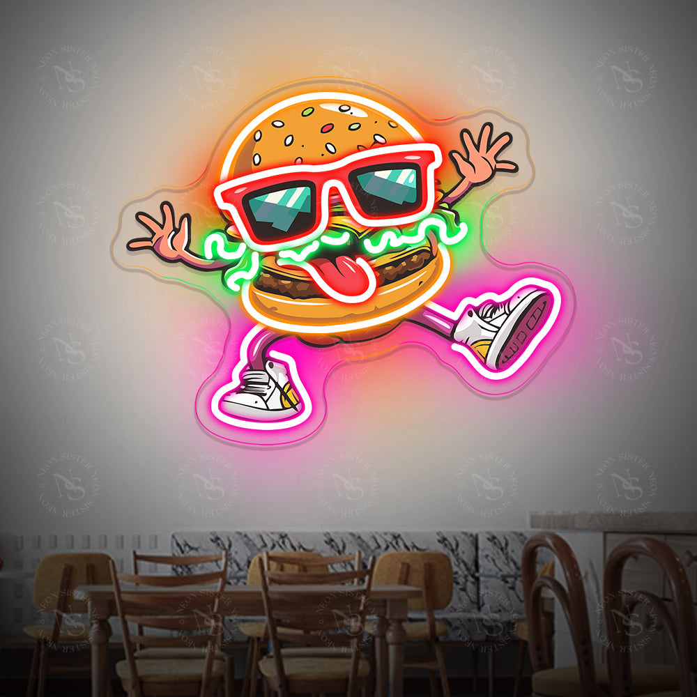 Playful Burger Neon Sign