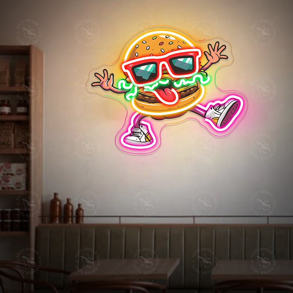 Playful Burger Neon Sign