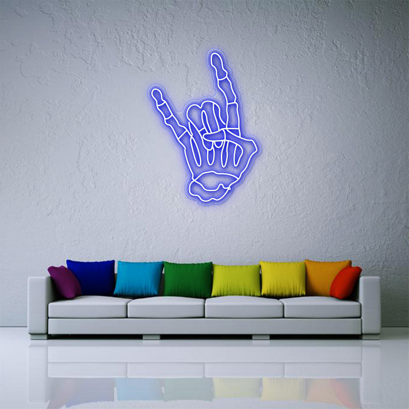Rock Gesture Skeleton Hand Neon Sign