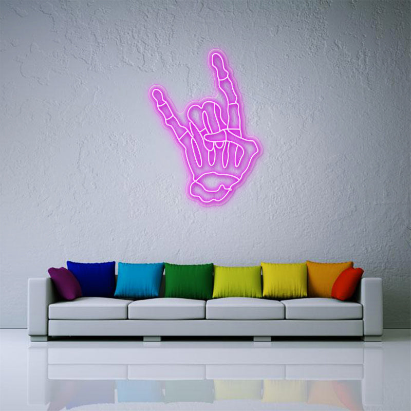Rock Gesture Skeleton Hand Neon Sign