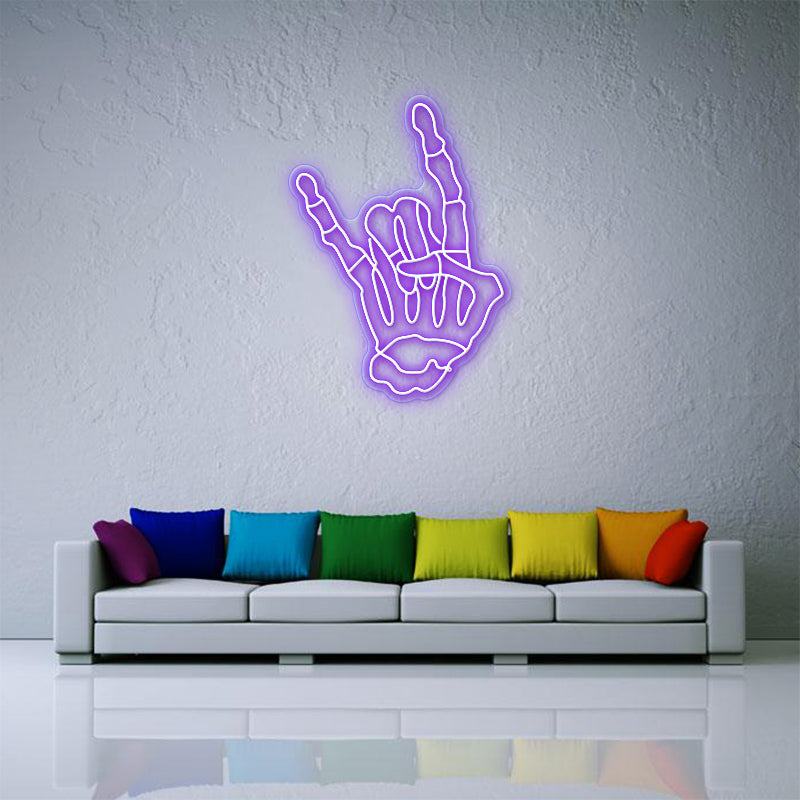 Rock Gesture Skeleton Hand Neon Sign