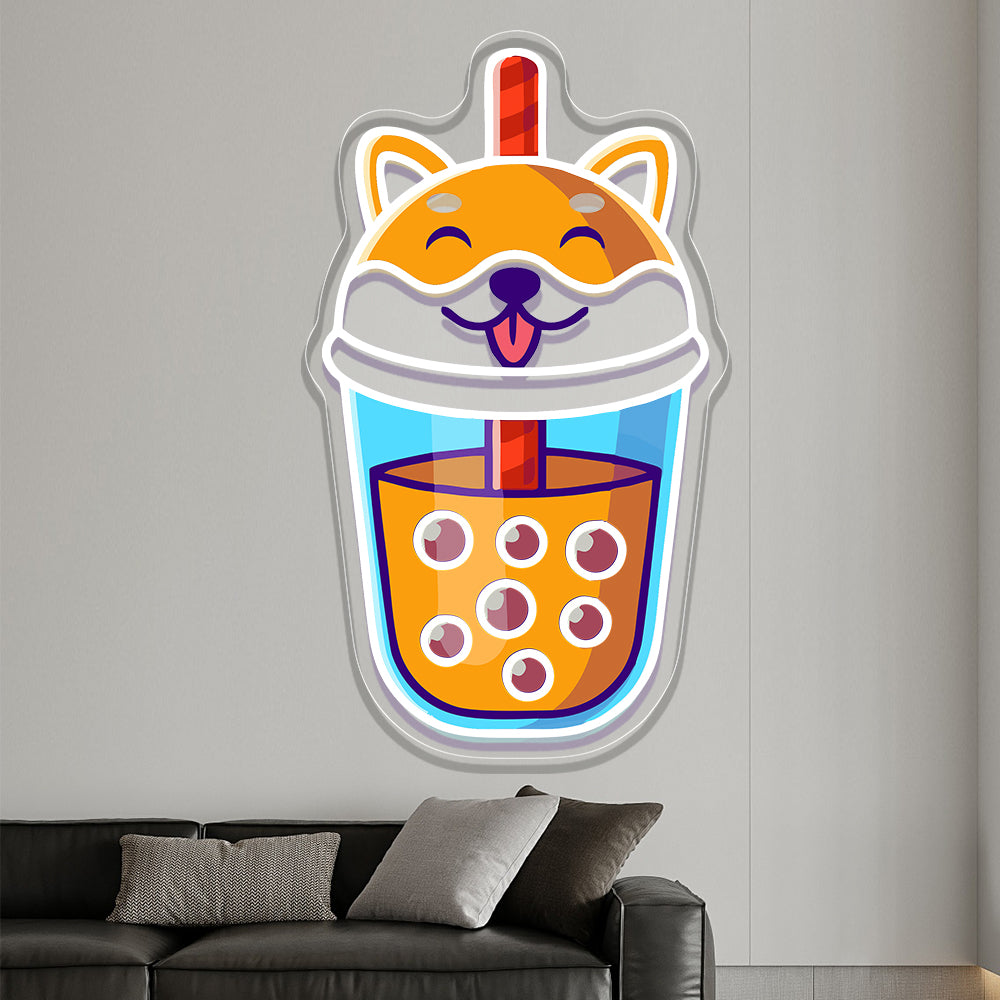Shiba Inu Bubble Tea Neon Sign