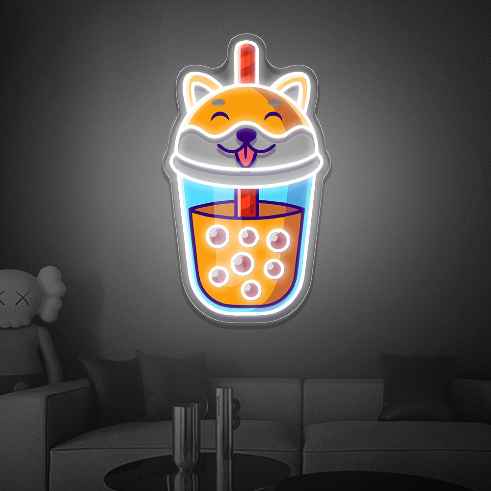Shiba Inu Bubble Tea Neon Sign