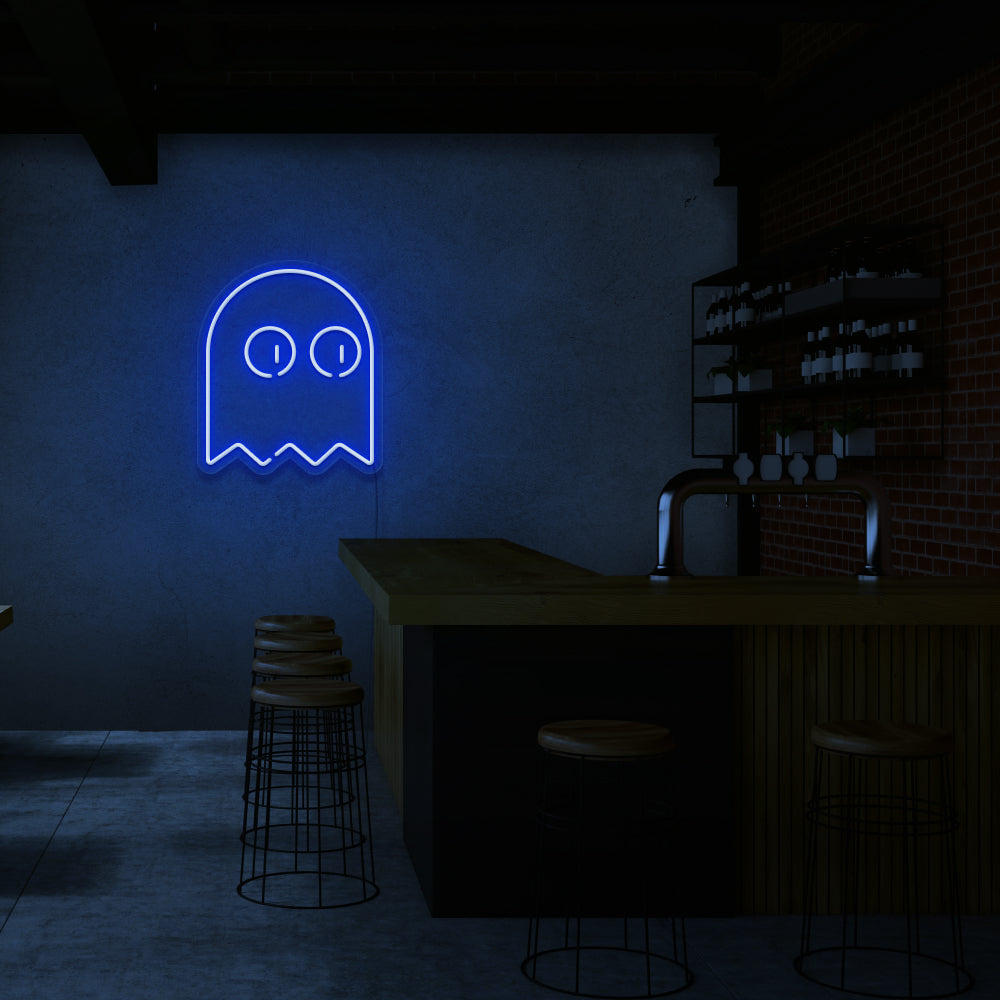 PAC Man Signo de neón fantasma