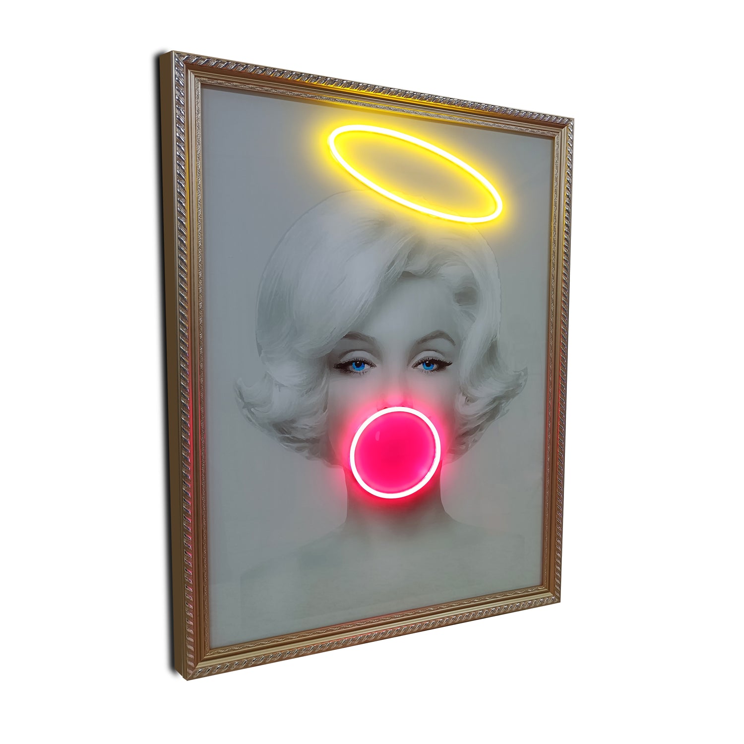 Marilyn Monroe con un signo de neón de Halo Angel