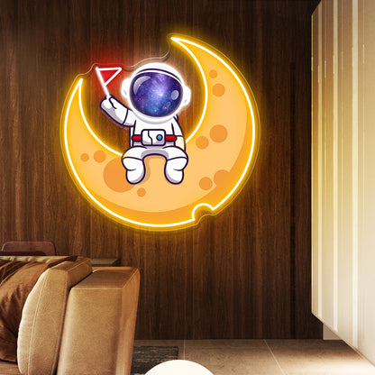 Astronaut on Moon Neon Artwork