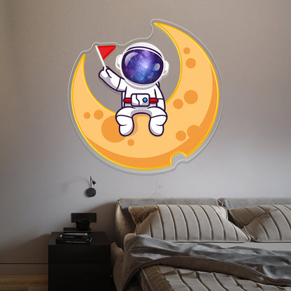 Astronaut on Moon Neon Artwork
