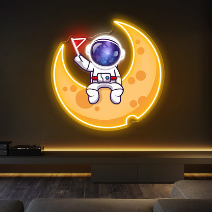 Astronaut on Moon Neon Artwork
