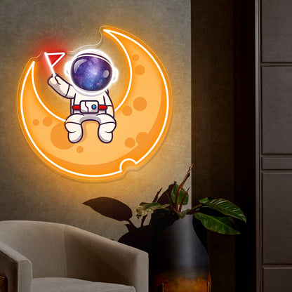 Astronaut on Moon Neon Artwork