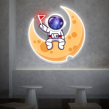 Astronaut on Moon Neon Artwork
