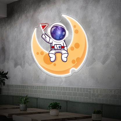 Astronaut on Moon Neon Artwork