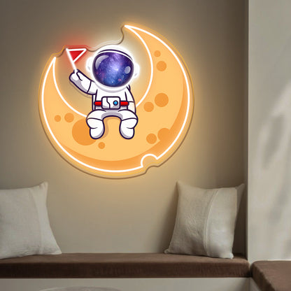 Astronaut on Moon Neon Artwork