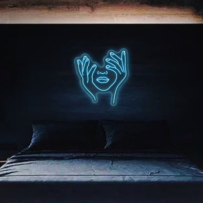 Tenere il segno del viso al neon