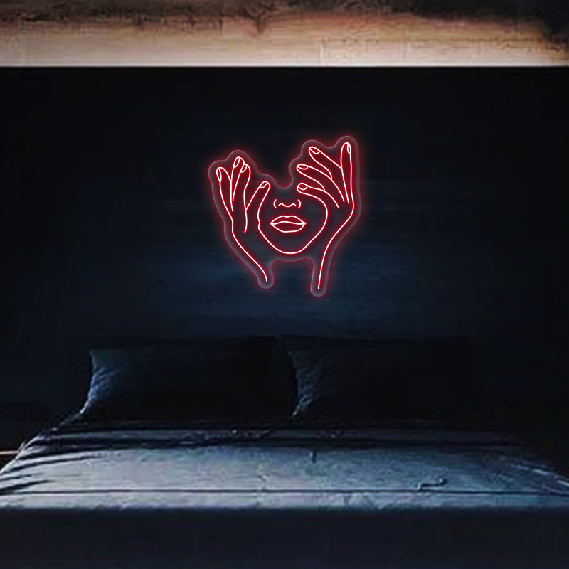 Tenere il segno del viso al neon