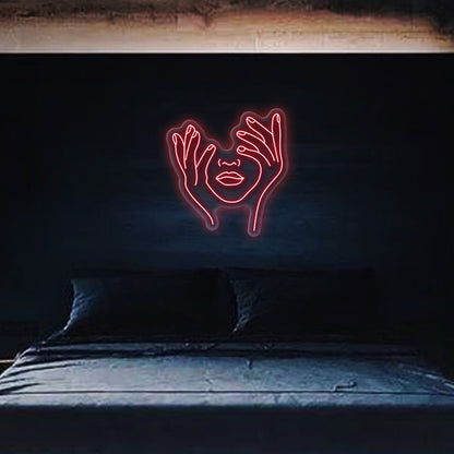 Tenere il segno del viso al neon