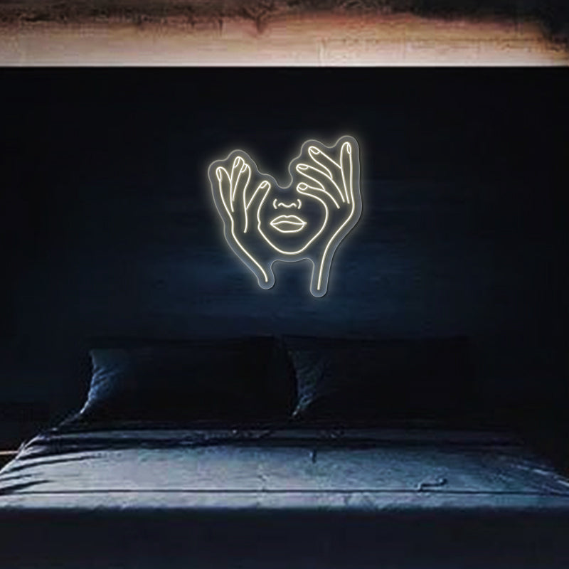 Face Neon Zeichen halten
