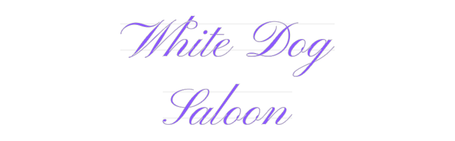 Aangepast neon: witte hond 
Sa ...