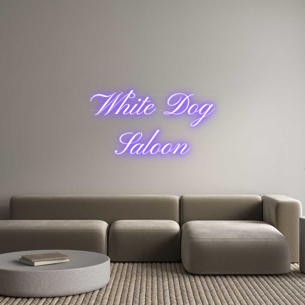 Aangepast neon: witte hond 
Sa ...