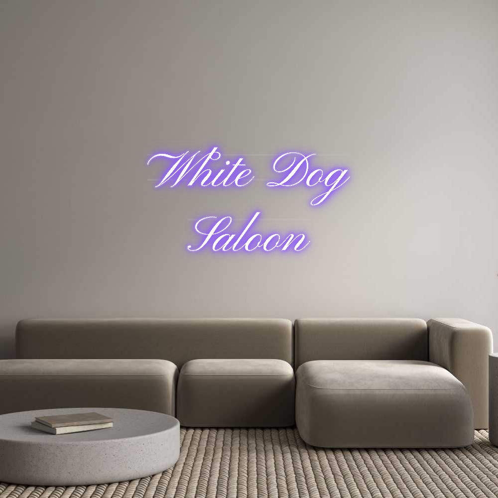 Aangepast neon: witte hond 
Sa ...