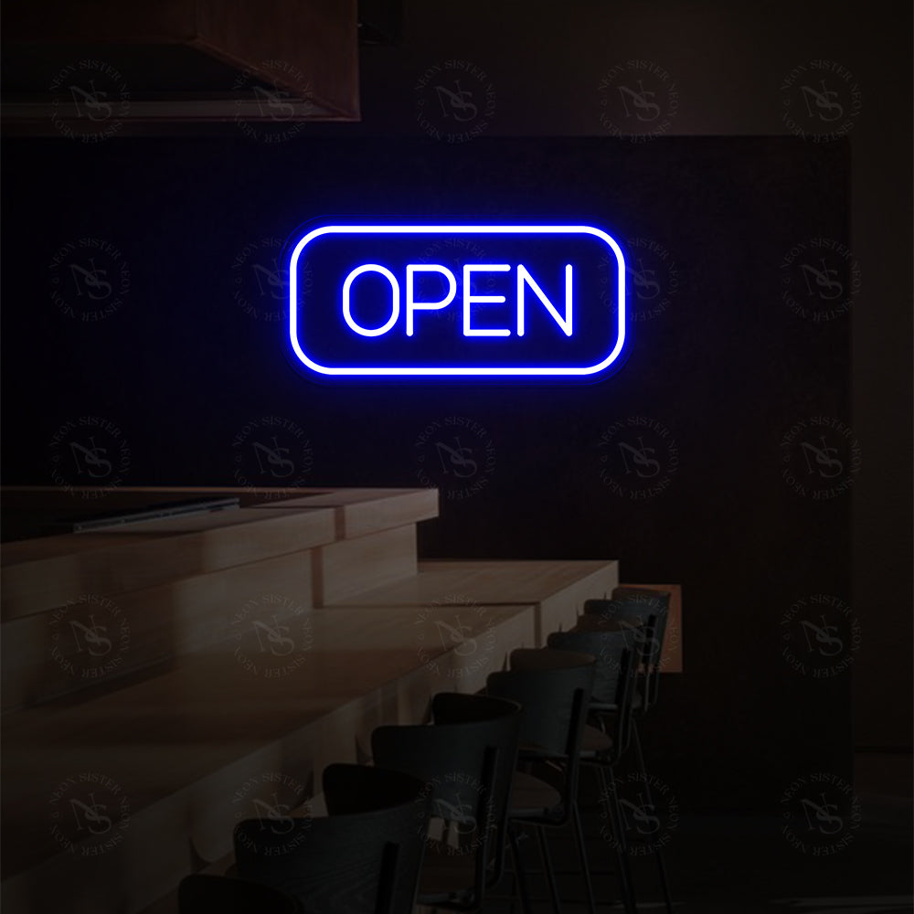 Segno al neon aperto