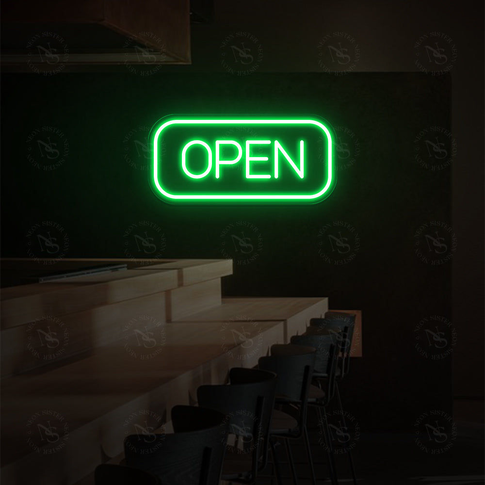 Segno al neon aperto