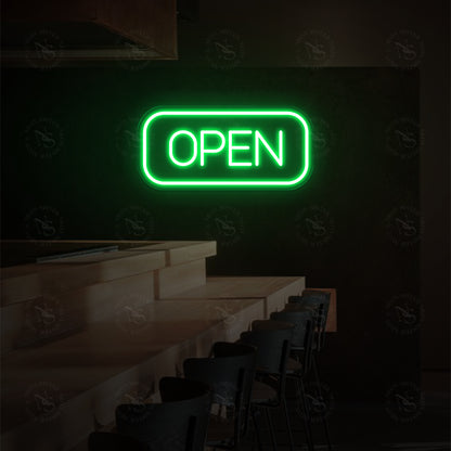 Segno al neon aperto