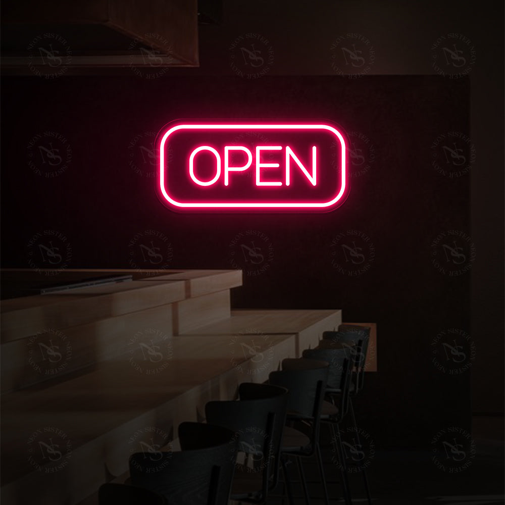 Segno al neon aperto