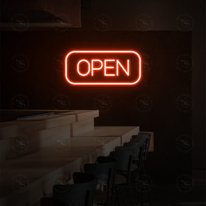 Segno al neon aperto