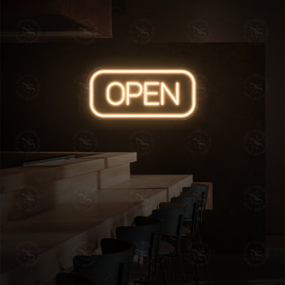 Segno al neon aperto