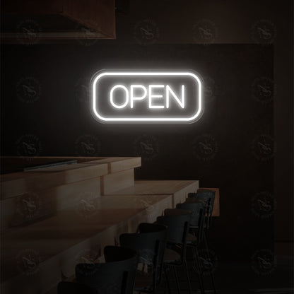 Segno al neon aperto