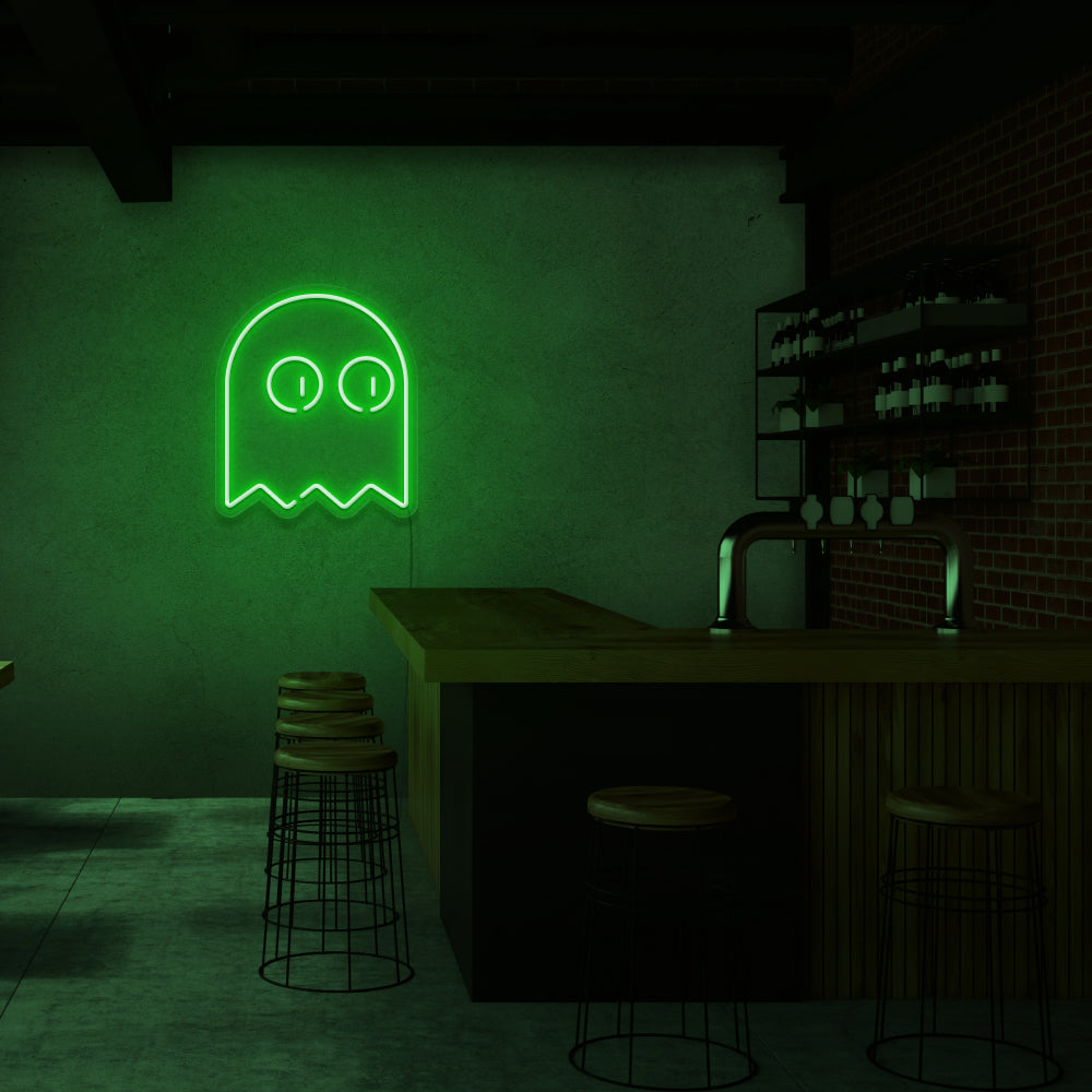 PAC Man Signo de neón fantasma