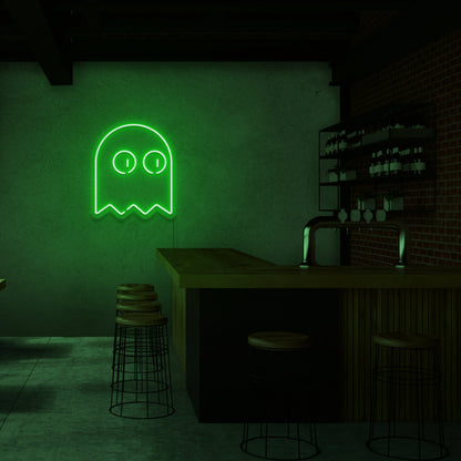 PAC Man Signo de neón fantasma