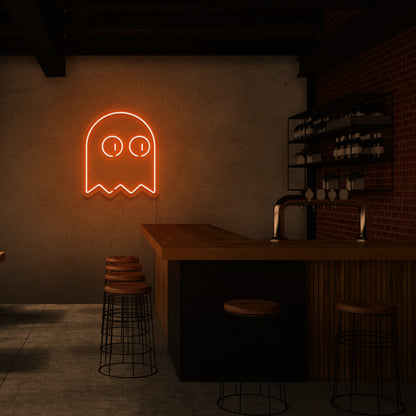 PAC Man Signo de neón fantasma