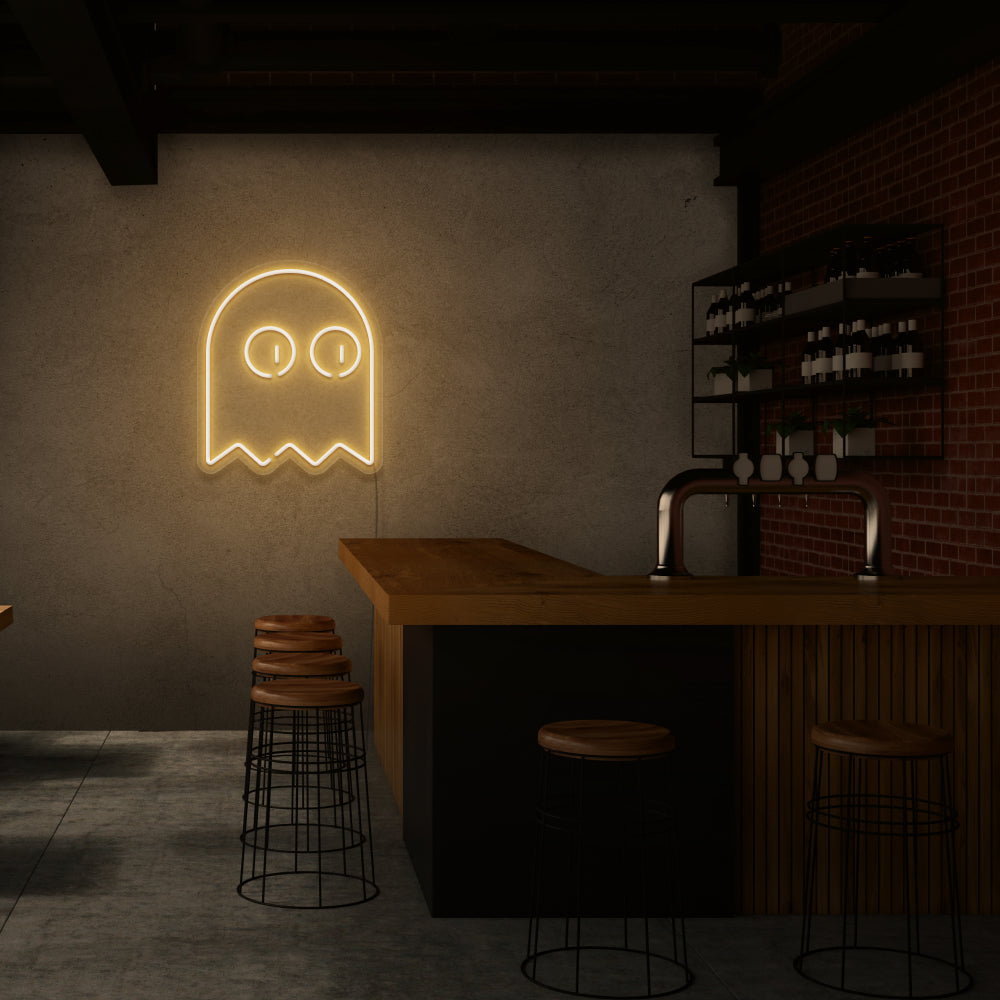 PAC Man Signo de neón fantasma