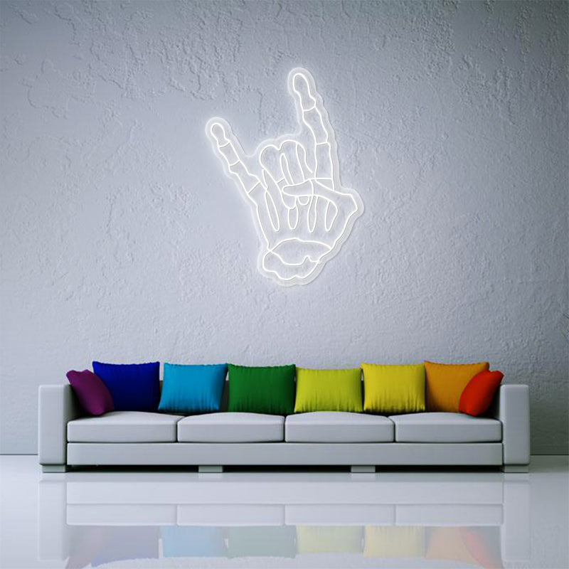 Rock -Gesten -Skeletthand -Neonzeichen